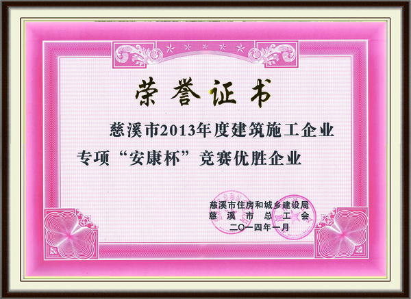 2013年安康杯优胜企业